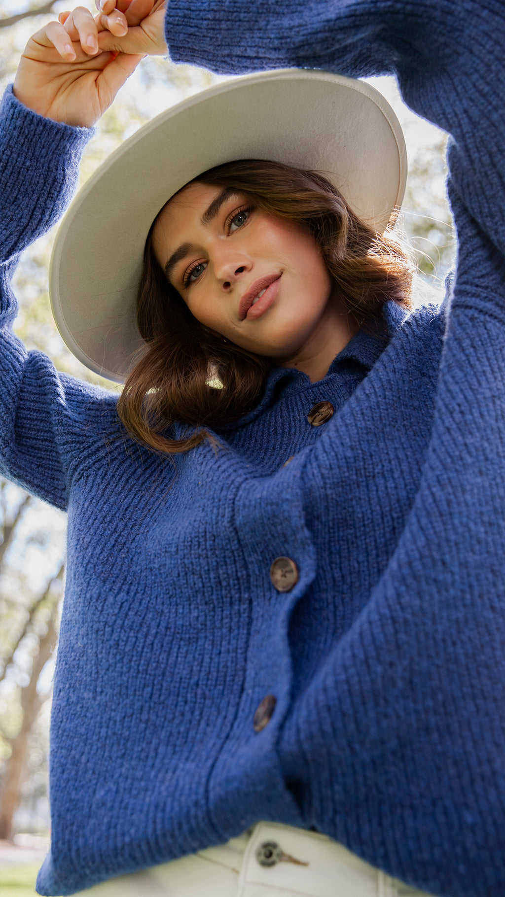 Indy Button Down Cardi Blue