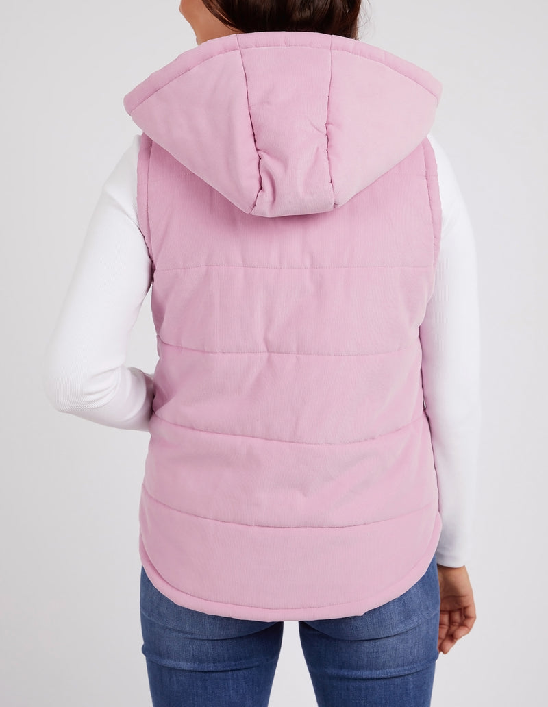 Cord Puffer Vest Pink
