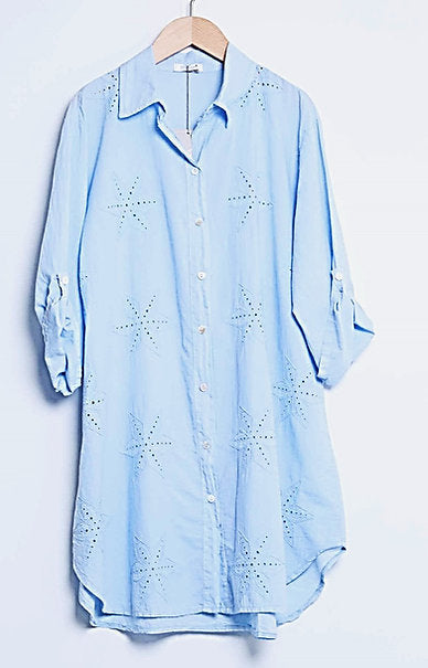 Anglaise Long Shirt Dress Blue