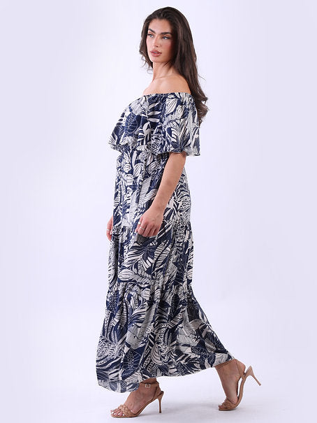 Bardot Tropical Maxi Dress Navy