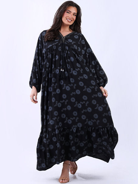 Italian Floral Maxi dress Black