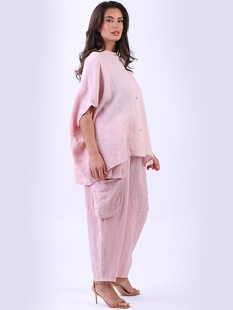 Italian Front Button Baggy Jacket Pink