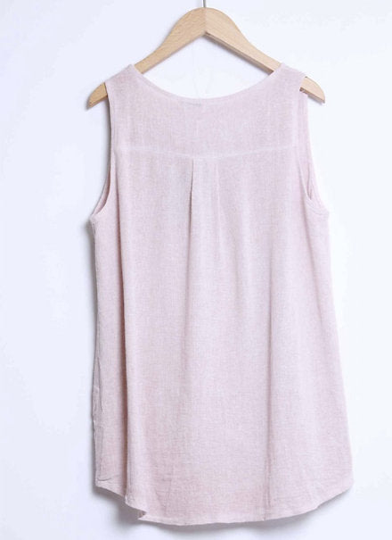 Italian Linen Top W/ Frill Hem Pin