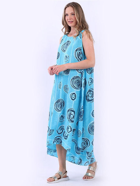 Italian Spiral Print Dress Blue