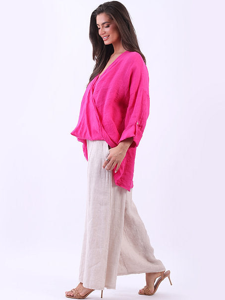 Lagenlook Crossover Top Fuchsia