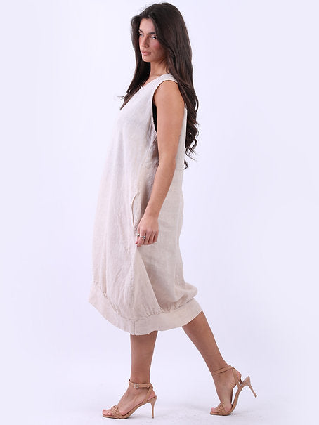 Linen Lagenlook Dress Beige