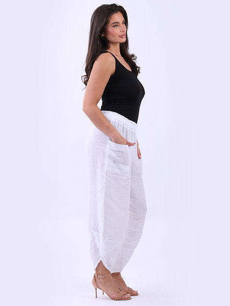 Linen Slouchy Trouser White