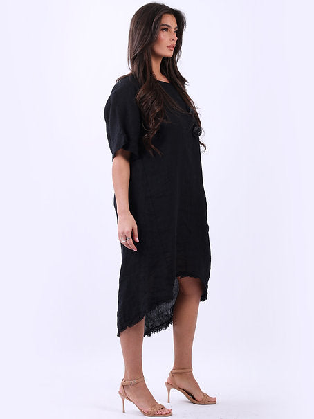 Raw Edge Baggy Sleeve Dress Black