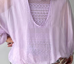 Silk Top with Lace back underlay Lilac