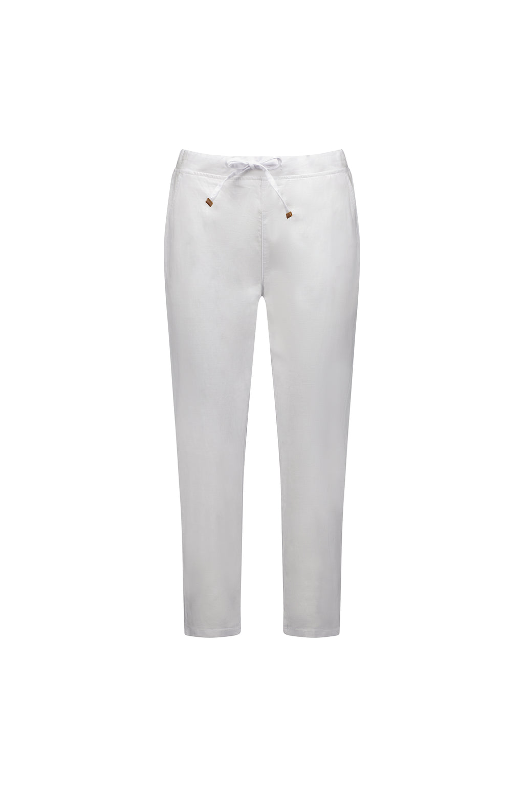 Woman wearing a red top and white pants on a white background
Skinny Leg 7/8 Pants White