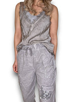 Diamond Linen/Cotton Pants Light Grey