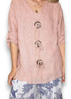 Trois Button Top Baby Pink