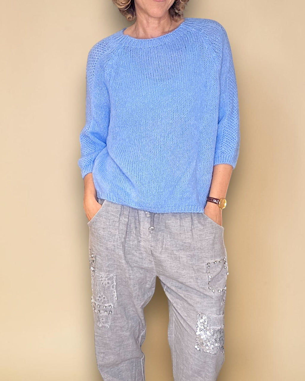 Mohair Blend Sweater Light Blue