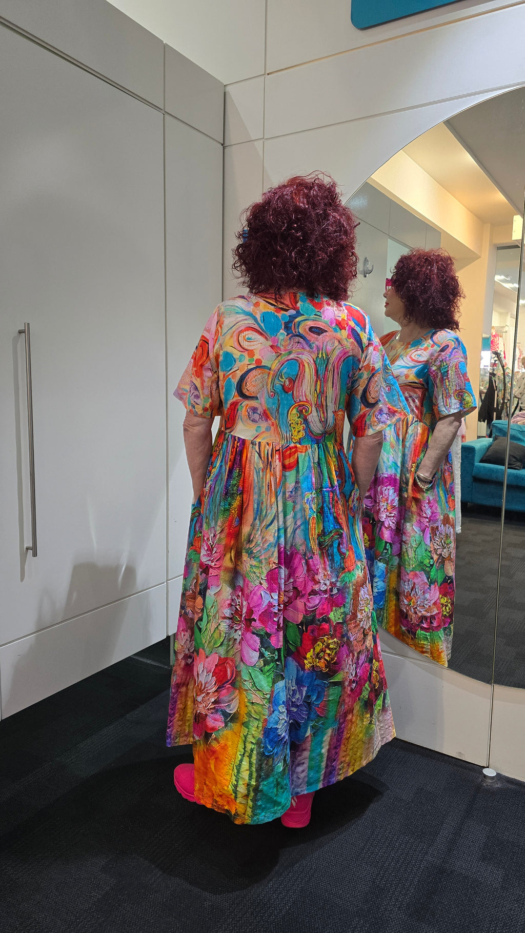 Susie S/S Dress Bright Abstract