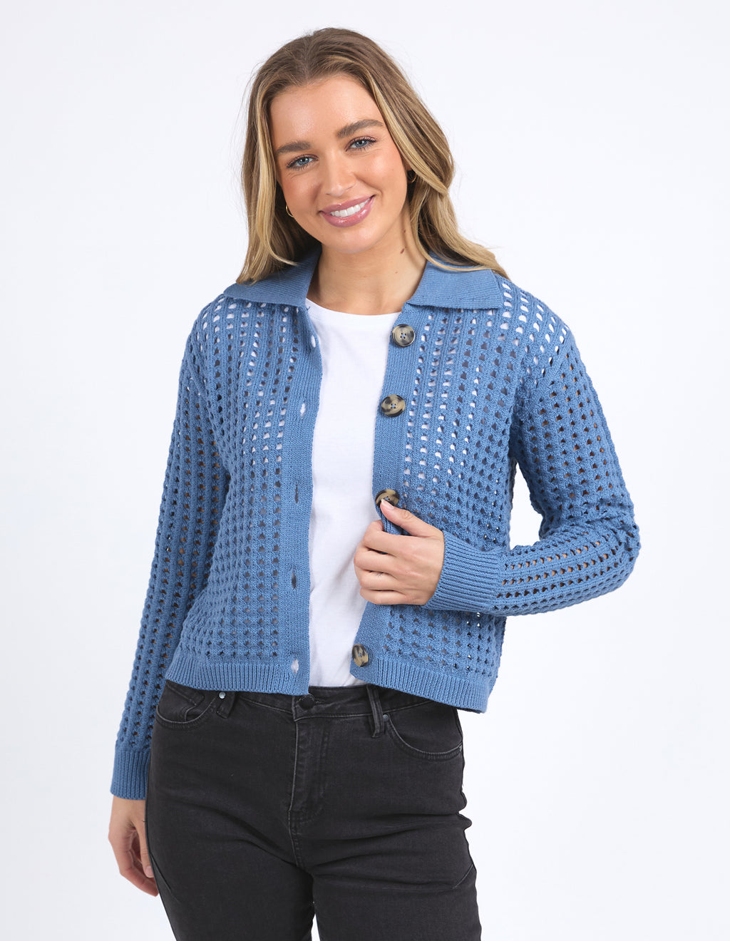 Clover Knit Cardi Coronet Blue