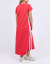 Person wearing a red dress with white stripes on a white background
Recovery Dress Red