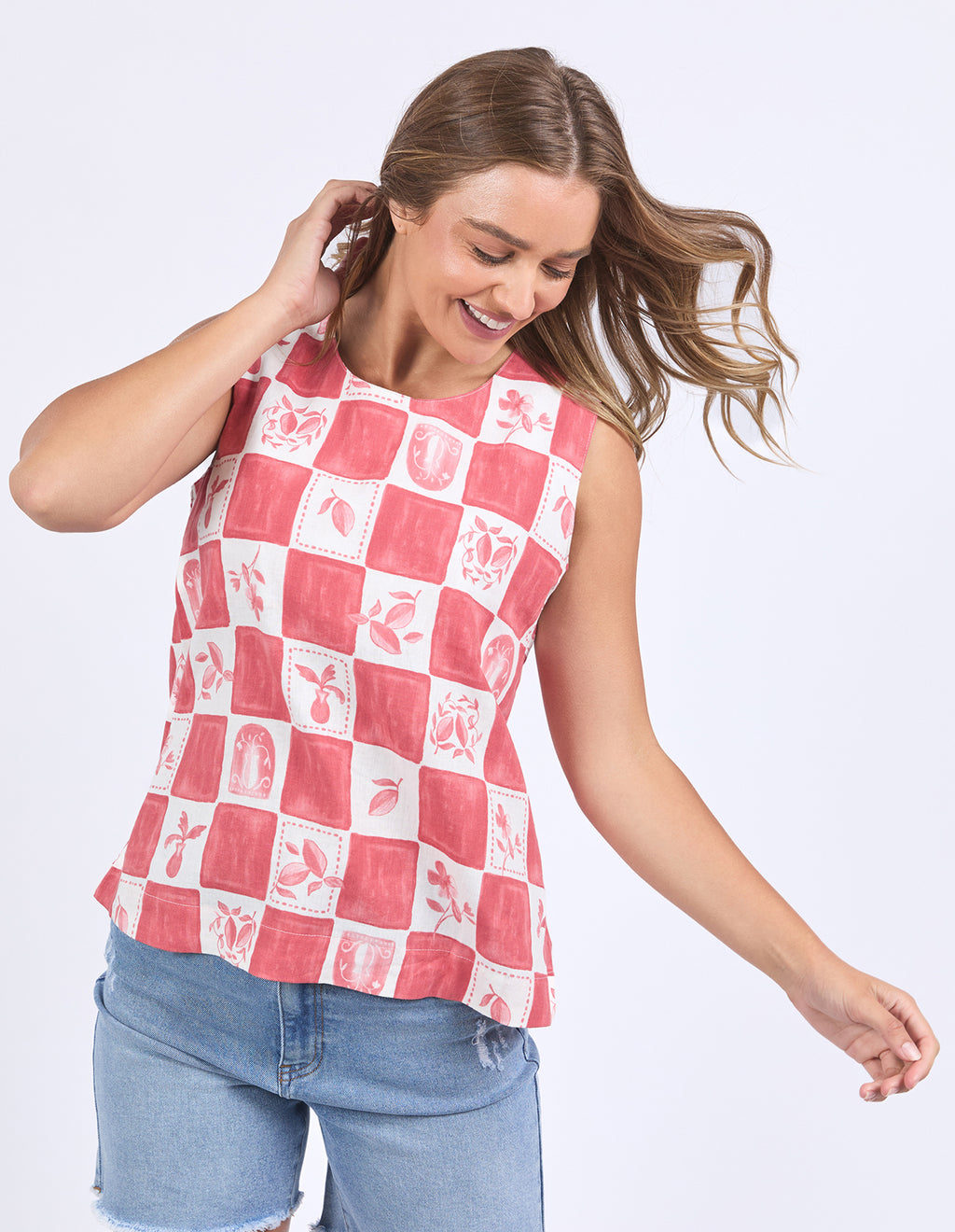 Biarittz Top Crimson Print