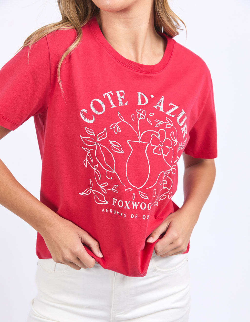 Cote D'Azur Tee Crimson Print