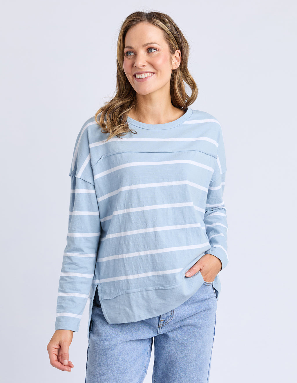 Jayne Stripe Top Sky