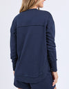 Navy blue long-sleeve top worn by a person on a light purple background
Simplified Confetti Crew Navy