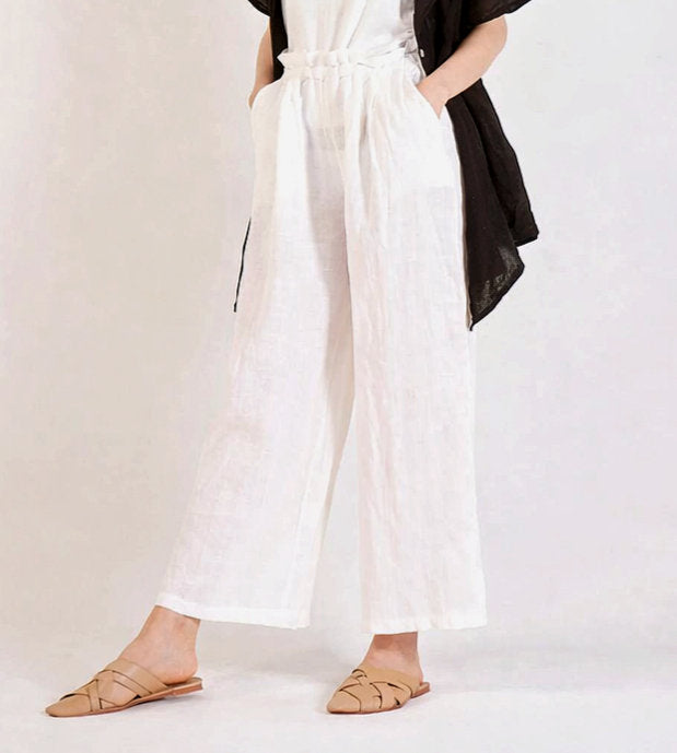 5/6 Linen Pants White
