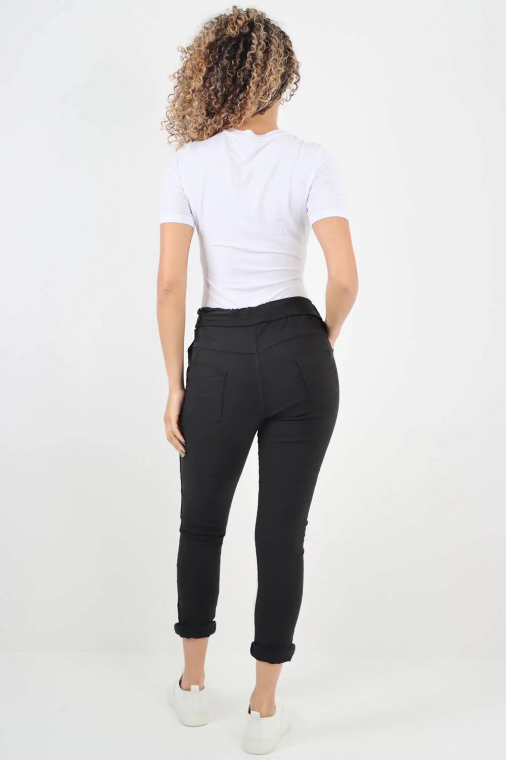 Magic Pants Rhinestone Stripe Black