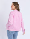 Woman wearing a pink jacket and blue jeans on a white background
Tilly Denim Jacket Dusk Pink