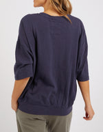 Navy blue sweatshirt worn by a person on a white background
Mazie Sweat Navy