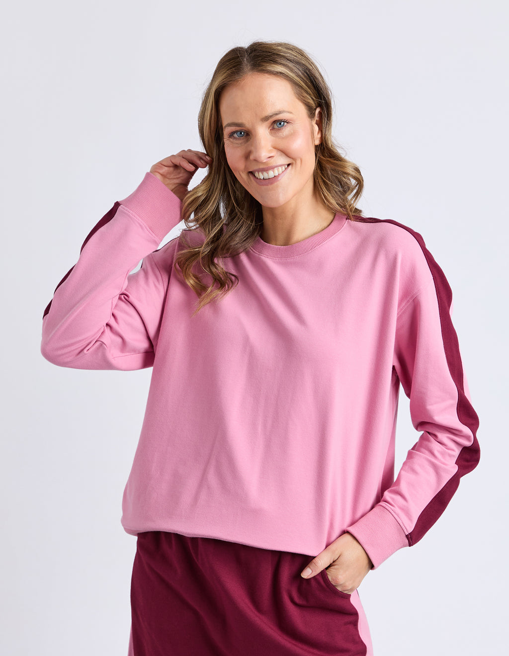 Sloane Fleece Crew Quartz Pink