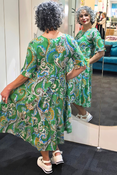 Amara Tiered Paisley Dress Green