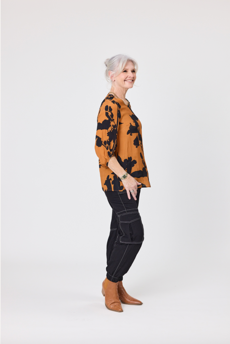 Annette Top Toffee Print