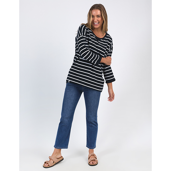Annie 3/4 Sleeve Tee Navy Stripe