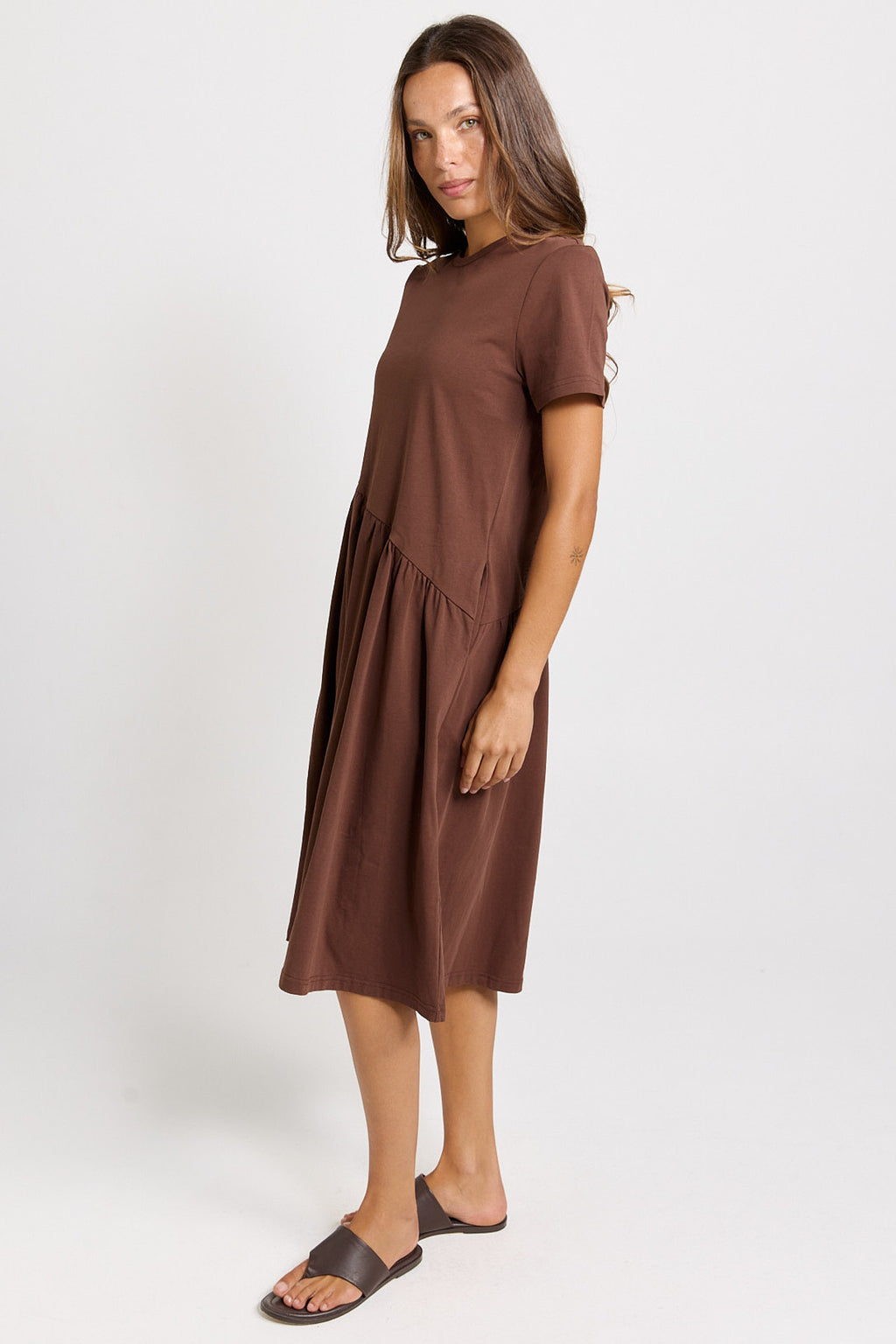 Ava Asymmetrical Dress Chocolate