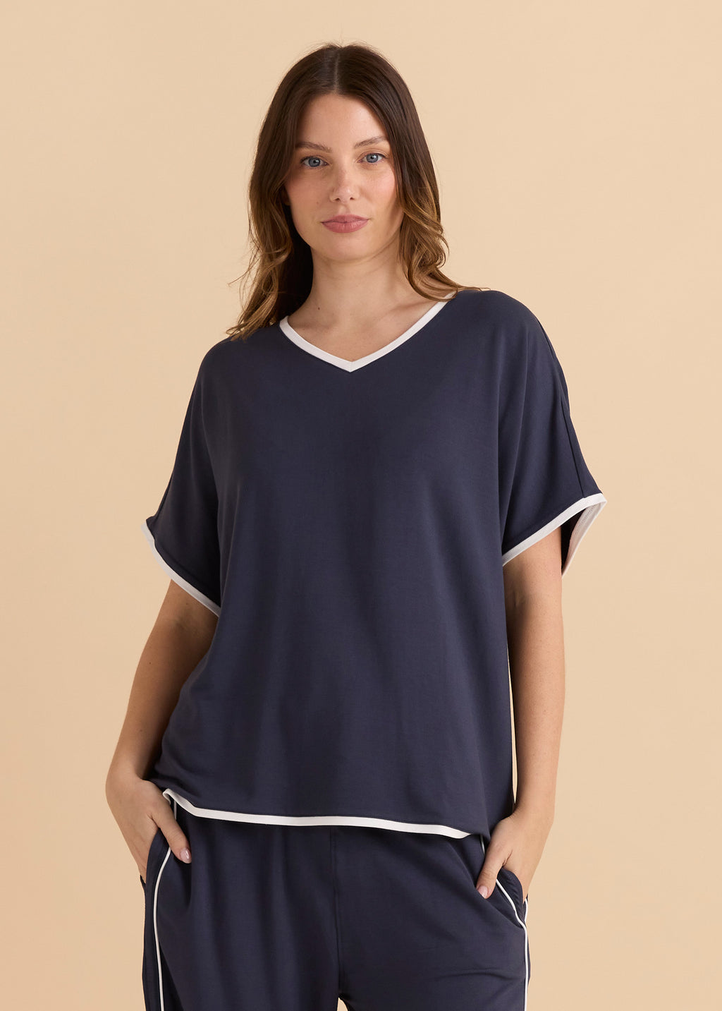 Clara Tee Petrol/White