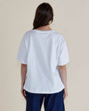 Person wearing a plain white t-shirt and dark pants on a beige background
Relax Boxy Tee White