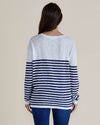 Person wearing a blue and white striped sweater on a beige background
Natasha Knit Top White/Navy