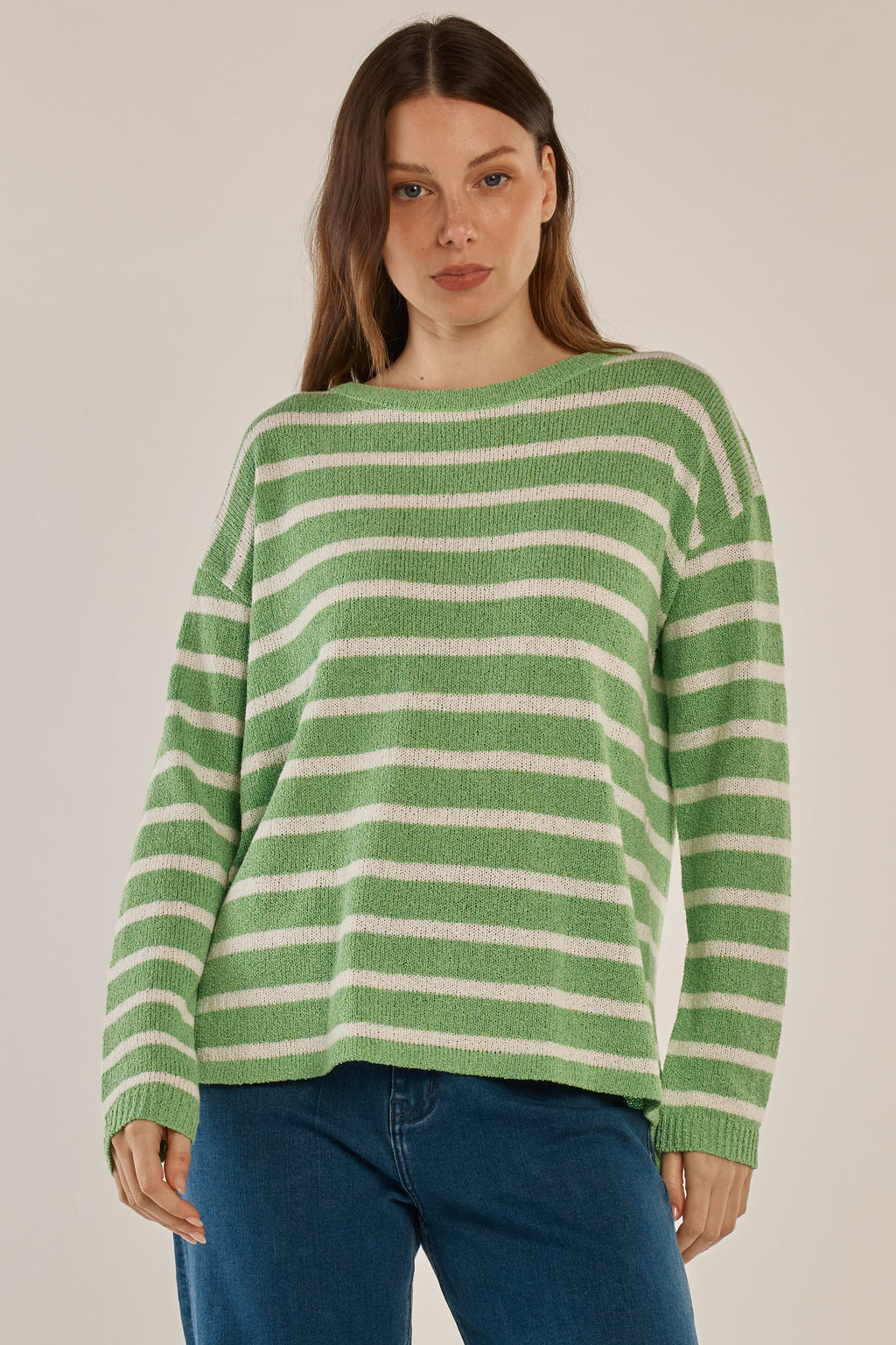 Bradford Knit Top Green Cream