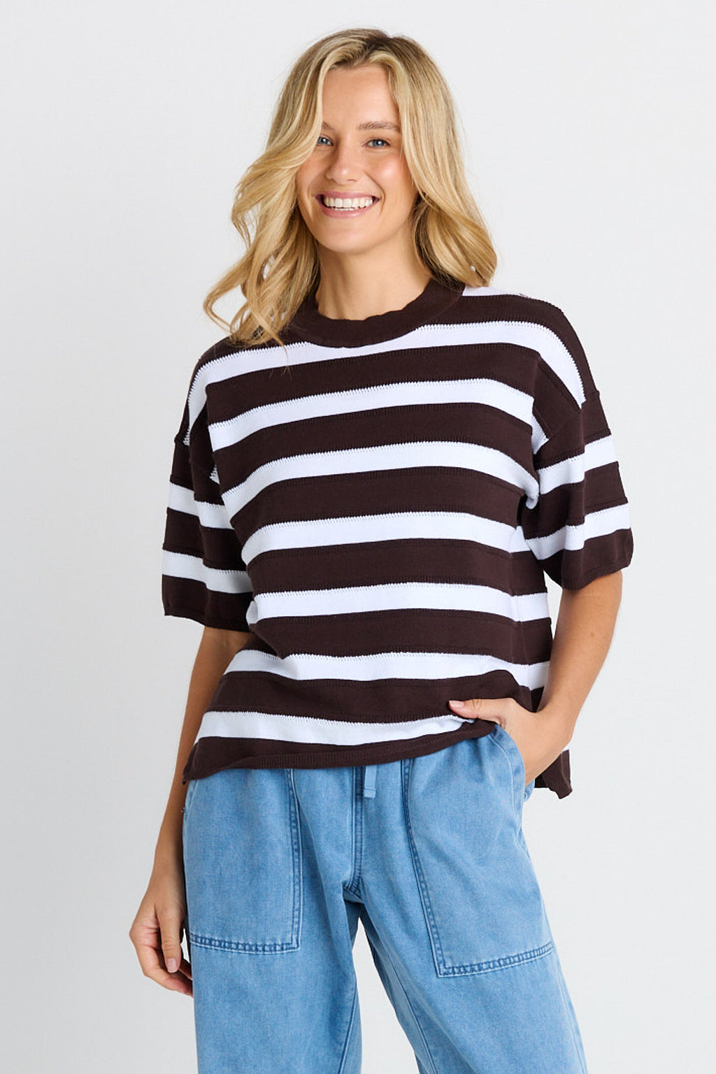 Libby Boxy Top Chocolate Stripe