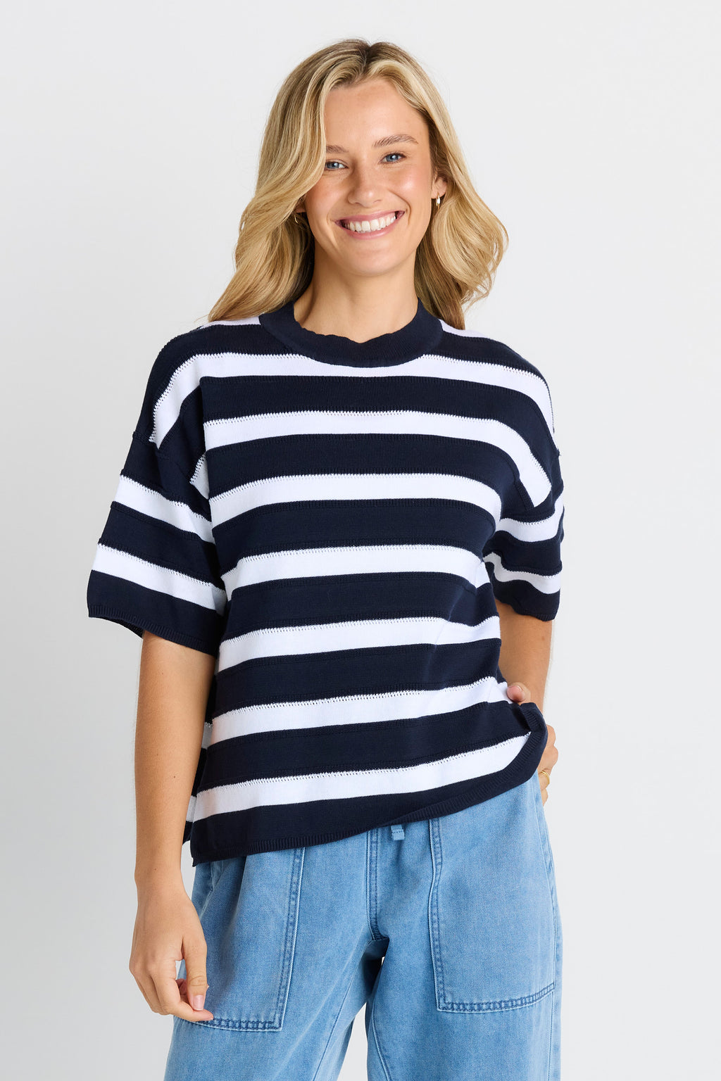 Libby Boxy Top Navy Stripe