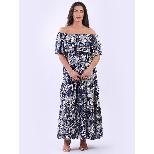 Bardot Tropical Maxi Dress Navy