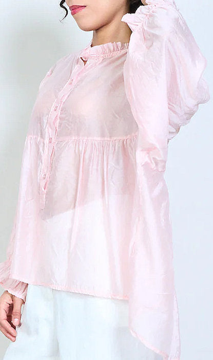 Button Front Blouse Pink