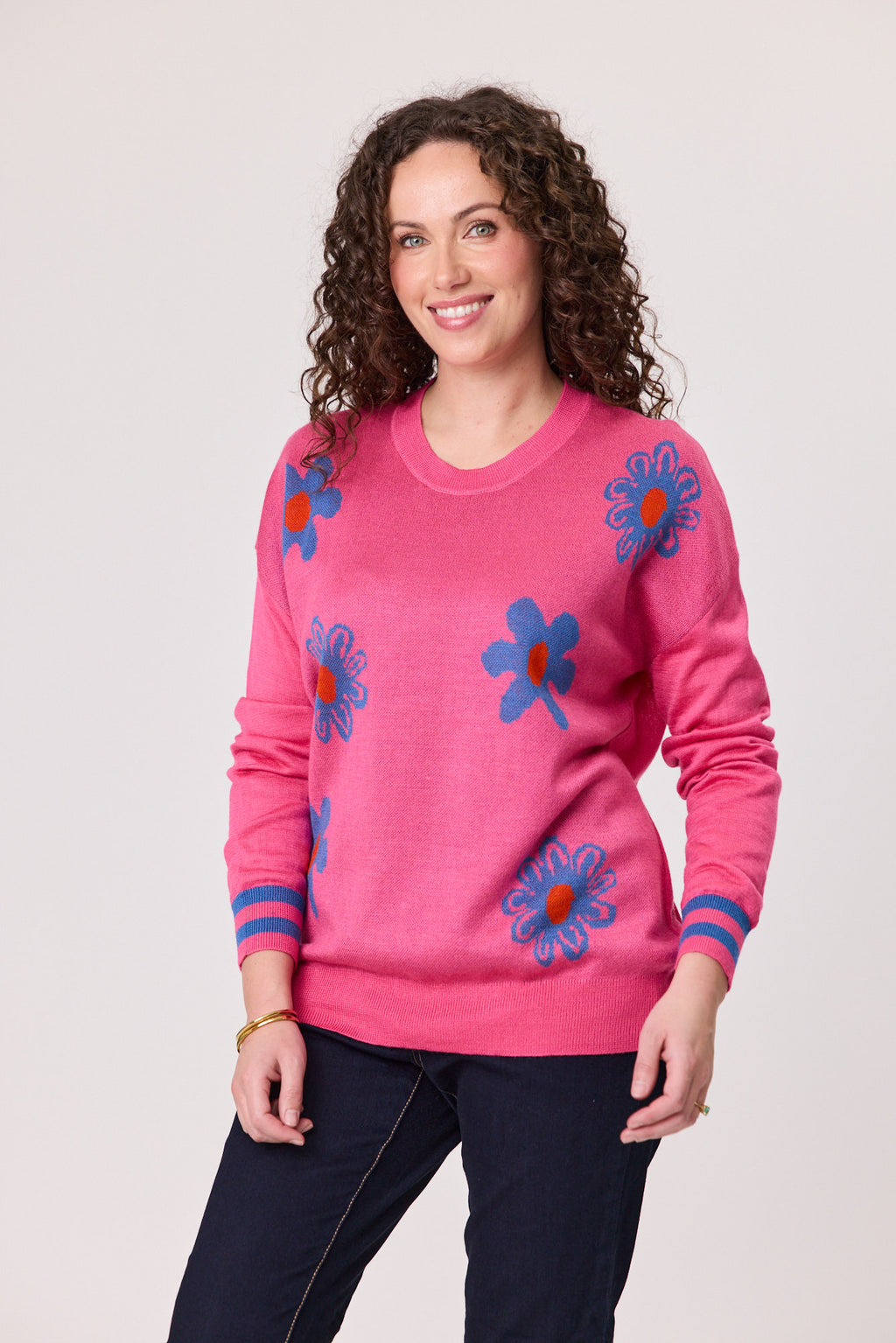 Merino Blend Daisy Jumper Hot Pink