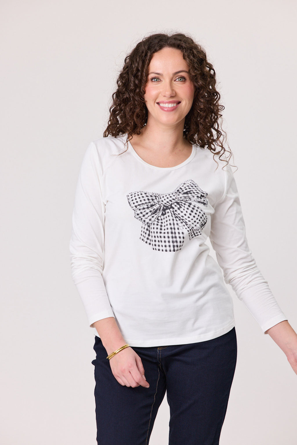 Diamante Bow T-Shirt White