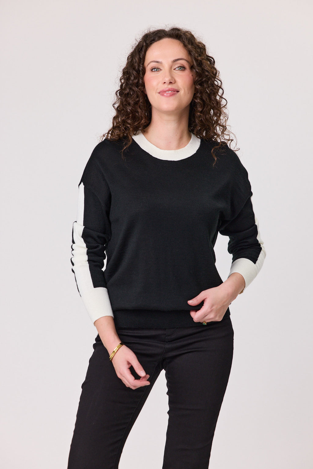 Stripe Trim Jumper Black/Cream