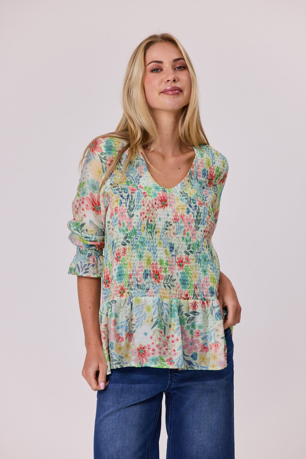 Isla Print Top Green