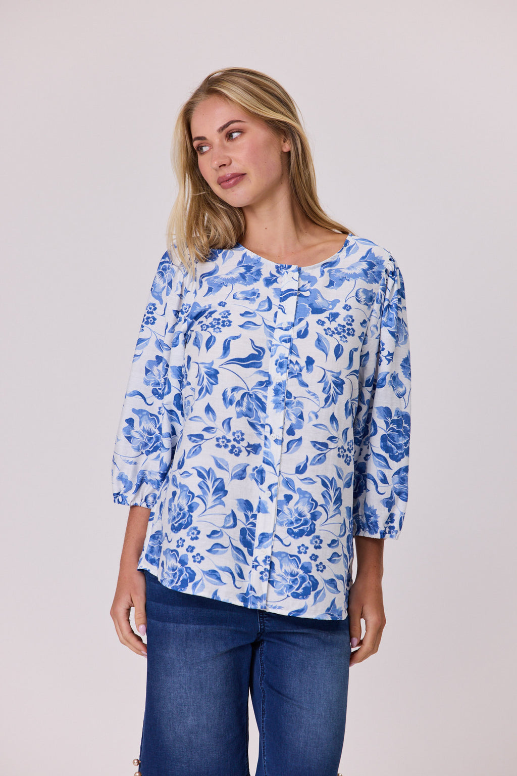 Livia Print Top Blue