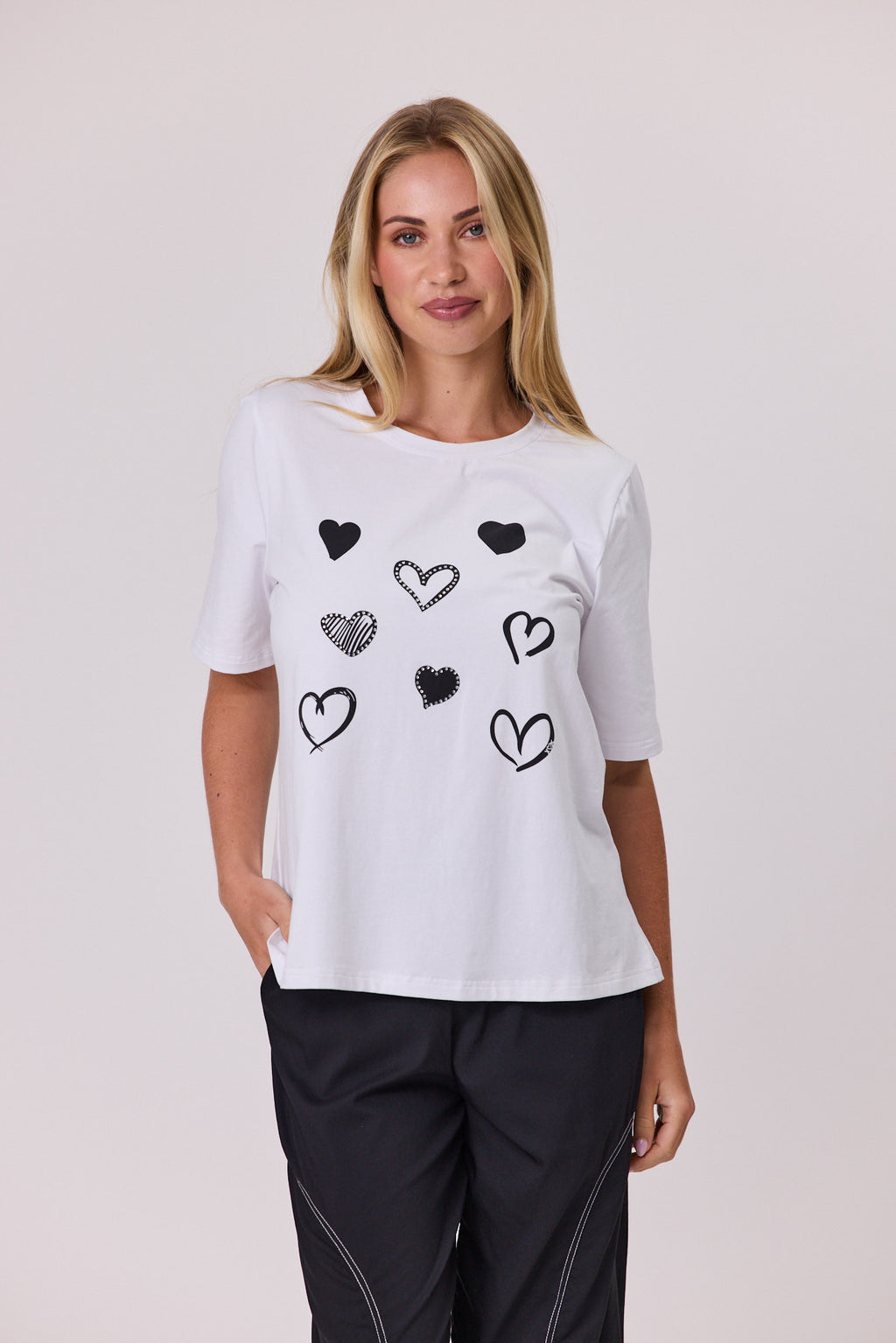 Heart Trim Tee White/Black