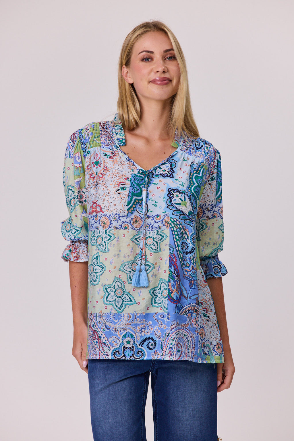 Aurora Peasant Top Blue