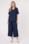 Carola Linen Top Navy