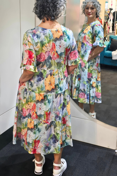 Cleo Tiered Dress Green Floral